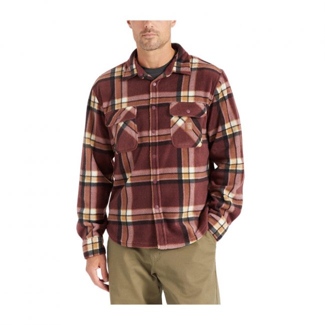Brixton Bowery L/S Arctic Stretch Fleece - Mahogany Plaid