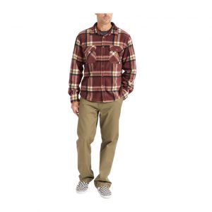 Brixton Bowery L/S Arctic Stretch Fleece - Mahogany Plaid