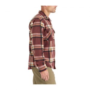 Brixton Bowery L/S Arctic Stretch Fleece - Mahogany Plaid