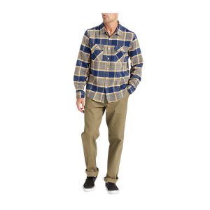 Brixton Bowery L/S Flannel - Moonlit Ocean / Bright Gold / Off White