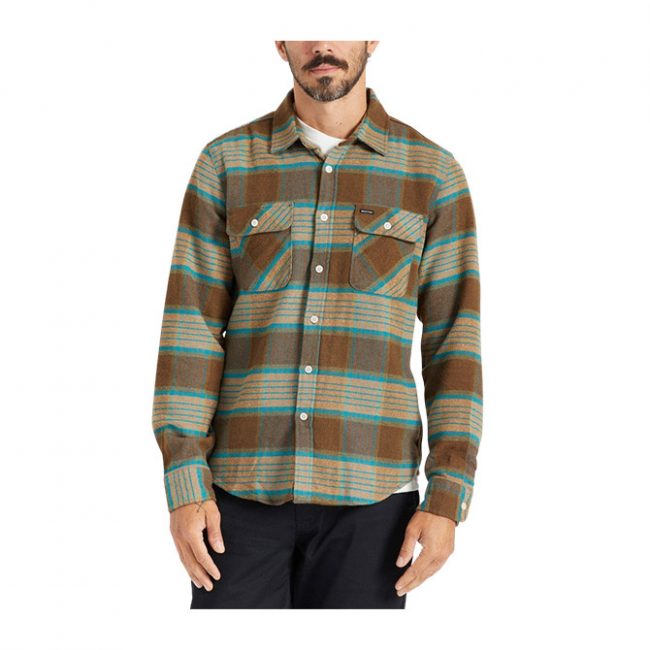 Brixton Bowery L/S Flannel - Mojave/Heather Grey/Desert Palm