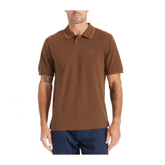 Brixton Proper S/S Polo Knit - Desert Palm/Burnt Orange