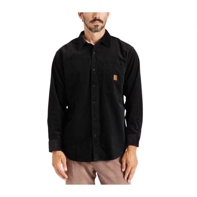 Brixton Porter L/S Waffle Corduroy - Black