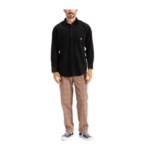 Brixton Porter L/S Waffle Corduroy - Black