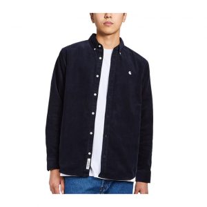 Carhartt L/S Madison Fine Cord Shirt - Dark Navy / White