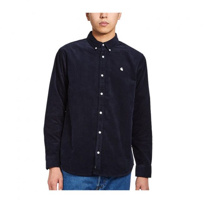 Carhartt L/S Madison Fine Cord Shirt - Dark Navy / White