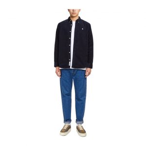 Carhartt L/S Madison Fine Cord Shirt - Dark Navy / White