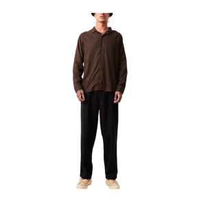 Afends Critical Hemp Cuban Long Sleeve Shirt - Coffee