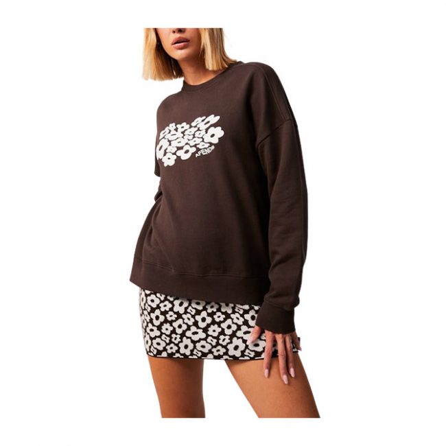 Afends Digital Holiday Recycled Oversized Crew Neck - Coffee