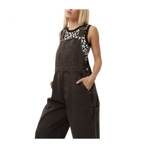 Afends Louis Organic Denim Baggy Overalls - Faded Coffee