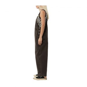 Afends Louis Organic Denim Baggy Overalls - Faded Coffee