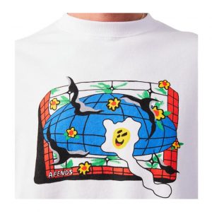 Afends Globe Recycled Crew Neck Graphic Jumper - White