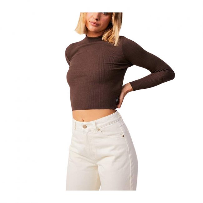 Afends Iconic Hemp Rip Long sleeve Top - Coffee