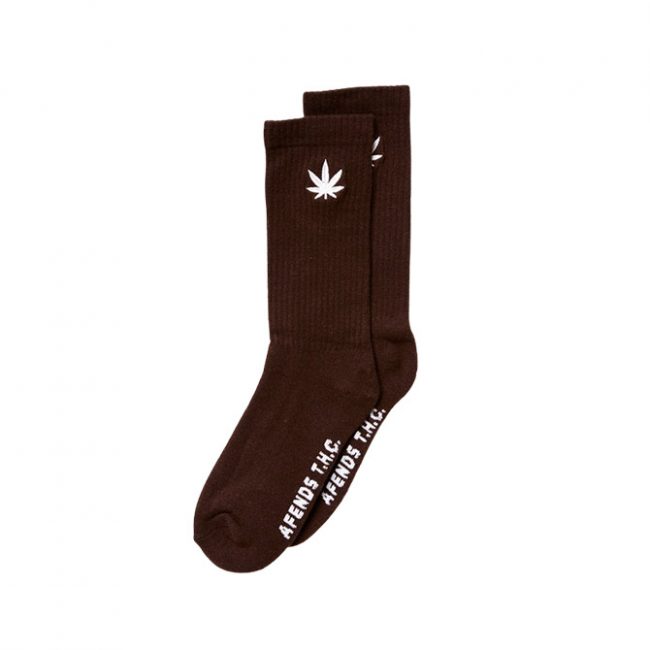 Afends Natural Happy Hemp Crew Socks - Coffee