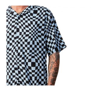 Afends Void Hemp Check Short Sleeve Shirt - Sky Blue