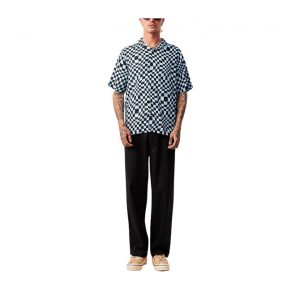 Afends Void Hemp Check Short Sleeve Shirt - Sky Blue