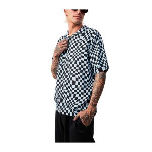 Afends Void Hemp Check Short Sleeve Shirt - Sky Blue