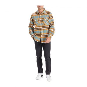 Brixton Bowery Stretch L/S X Flannel - Burnt Orange/Deep Lake/Off White
