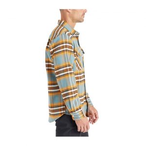 Brixton Bowery Stretch L/S X Flannel - Burnt Orange/Deep Lake/Off White