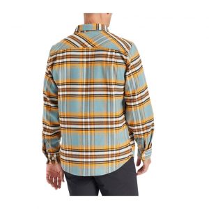 Brixton Bowery Stretch L/S X Flannel - Burnt Orange/Deep Lake/Off White