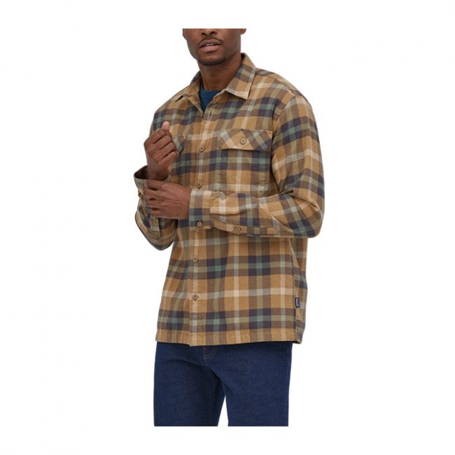 Patagonia M's L/S Organic Cotton MW Fjord Flannel Shirt - Forage Mojave Khaki
