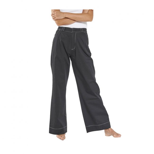 Thrills Artist Contrast Pleated Chino Pant - Black