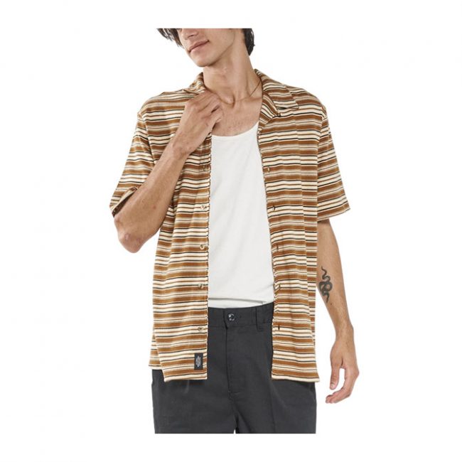 Thrills Los Thrills Stripe Bowling Shirt - Stone