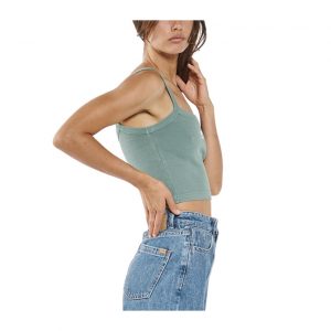 Thrills Stack Crop Rib Singlet - Comfrey