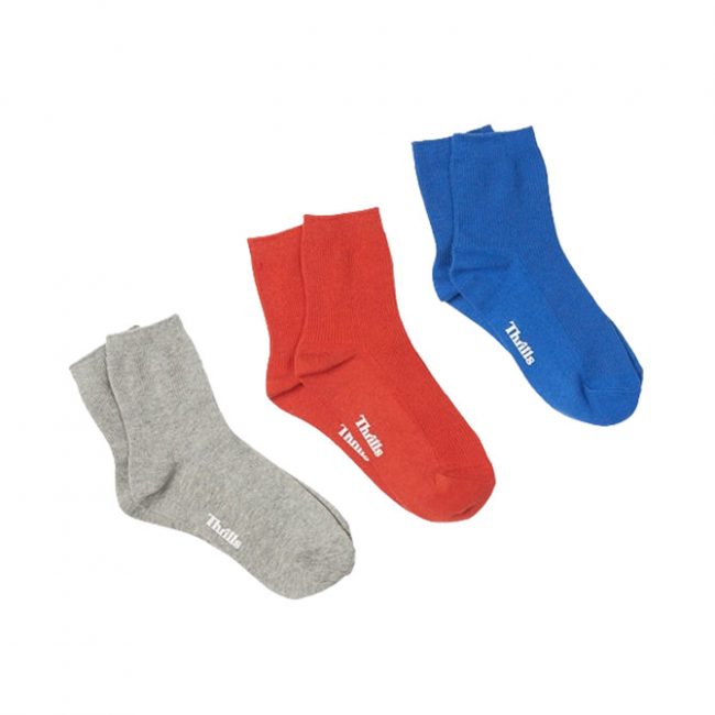 Thrills Victoria 3 Pack Sock - Cadmium/Bright Cobalt/Grey Marle