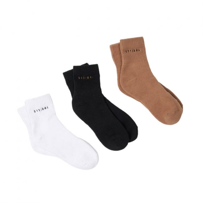 Thrills Womens Minimal Thrills 3 Pack Sock - Cork/Merch Black/White