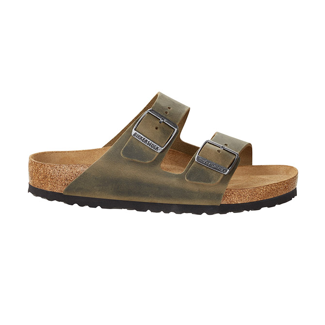 Birkenstock Arizona SFB Oiled Leather Narrow - Faded Khaki - Hemley ...