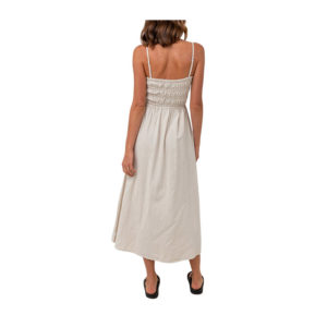 Rhythm - Classic Shirred Midi Dress - Oat