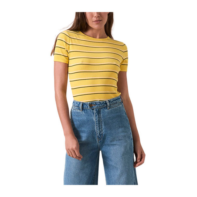 Rollas Sun Strip Baby Rib Tee - Yellow