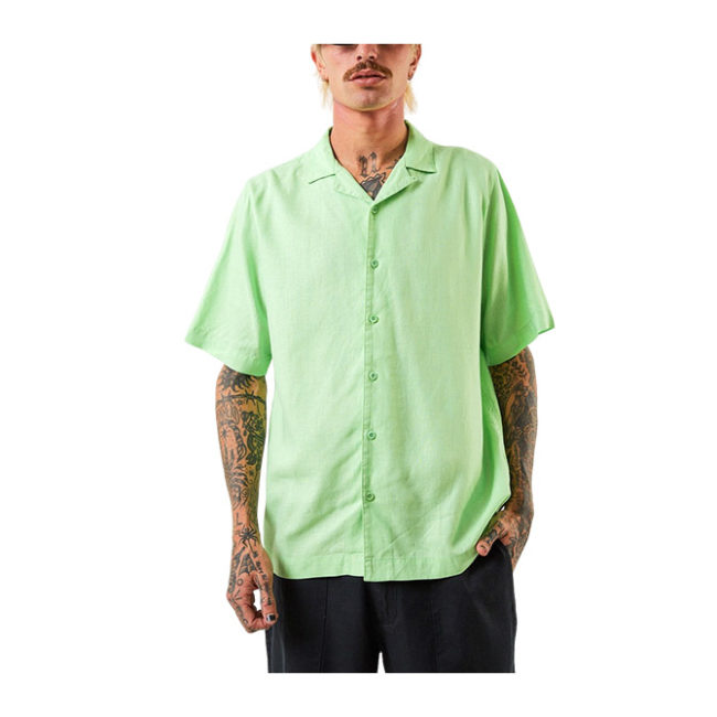 Afends Daily Hemp Cuban SS Shirt - Lime Green