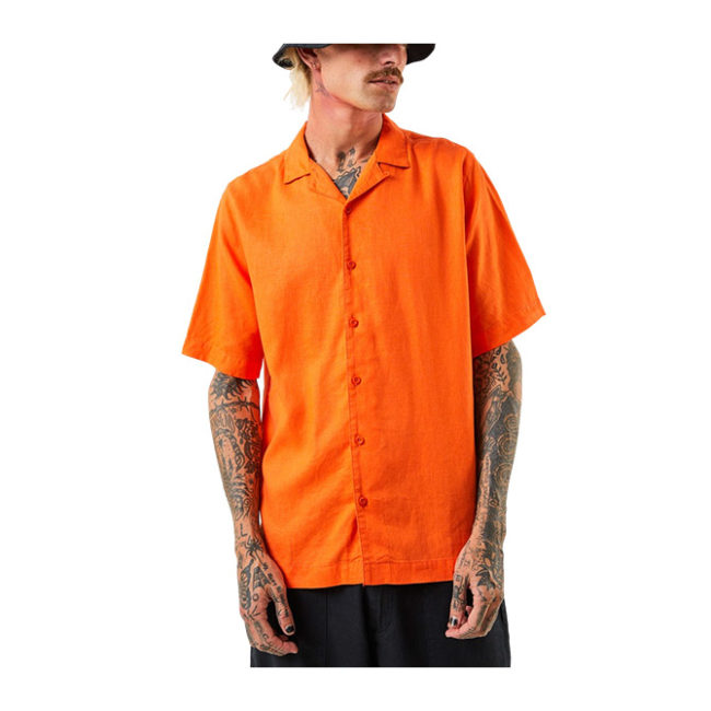Afends Daily Hemp Cuban SS Shirt - Orange