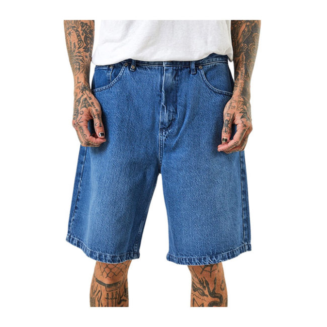 Afends Lil C Hemp Denim Baggy Fit Short - Authentic Blue