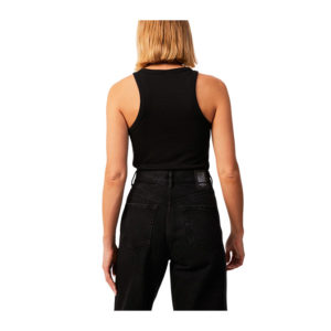Afends Peony Hemp Ribbed High Neck Tank - Black