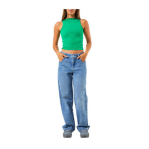 Afends Peony Hemp Ribbed High Neck Tank - Forest