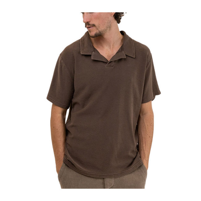 Rhythm Vintage Textured SS Polo - Brown