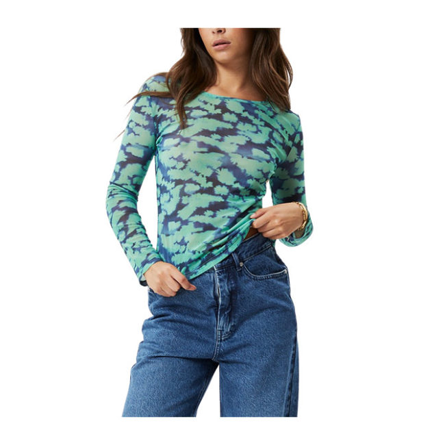 Afends Liquid Recycled Sheer Long Sleeve Top - Jade Floral