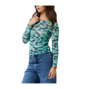 Afends Liquid Recycled Sheer Long Sleeve Top - Jade Floral