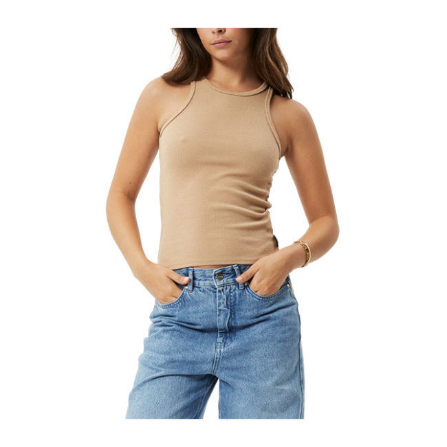 Afends Pearly Hemp Rib Singlet - Tan