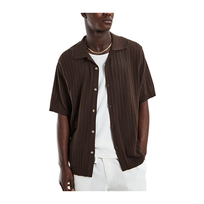 Rollas Bowler Knit Shirt - Brown - Hemley Store Australia