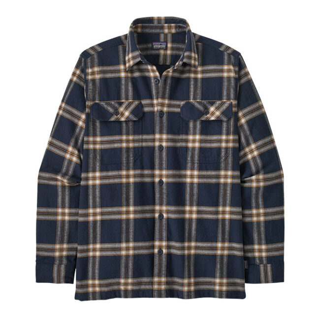 Patagonia Mens LS Organic Cotton Mid Weight Fjord Flannel Shirt - North Line New Navy