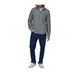 Patagonia Men's Long Sleeve Cotton in Conversion Light Weight Fjord Flannel Shirt - Squared Tidepool Blue