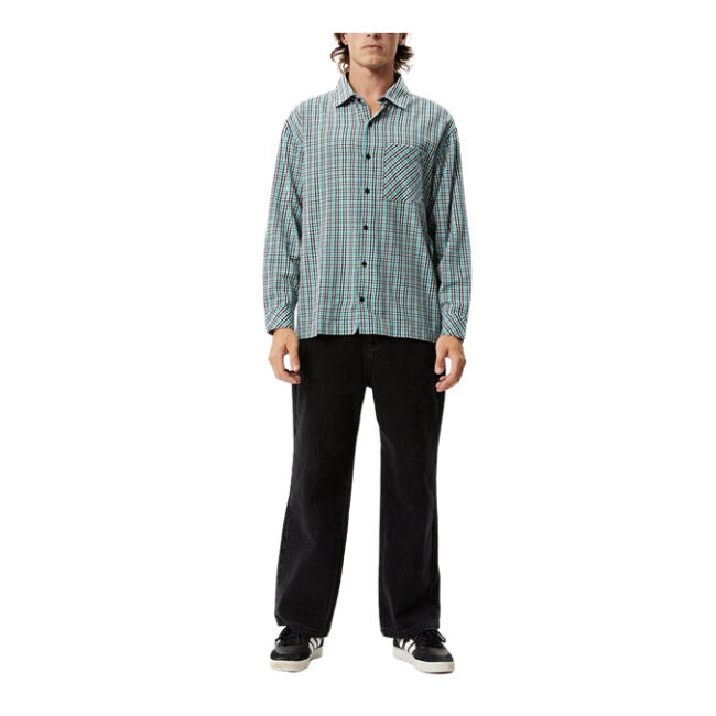 Afends Checkers Recycled Check Long Sleeve Shirt - Black