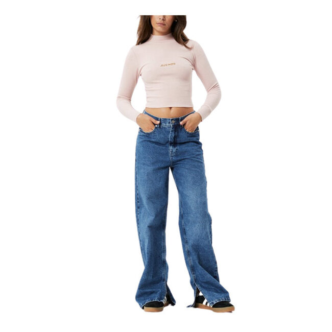 Afends Daze Iconic Hemp Ribbed Long Sleeve Top - Lotus