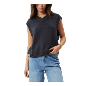 Afends Solace Organic Knit Cropped Vest - Charcoal