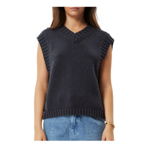 Afends Solace Organic Knit Cropped Vest - Charcoal