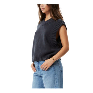 Afends Solace Organic Knit Cropped Vest - Charcoal